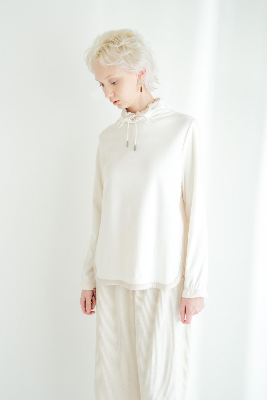 Drawstring Neck Round Hem Pullover