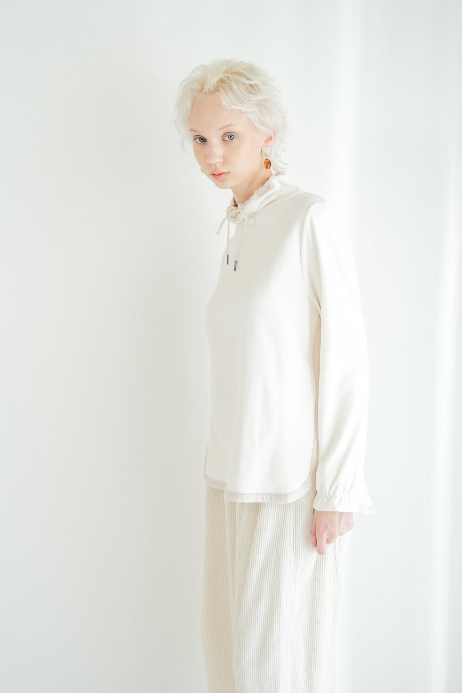 Drawstring Neck Round Hem Pullover
