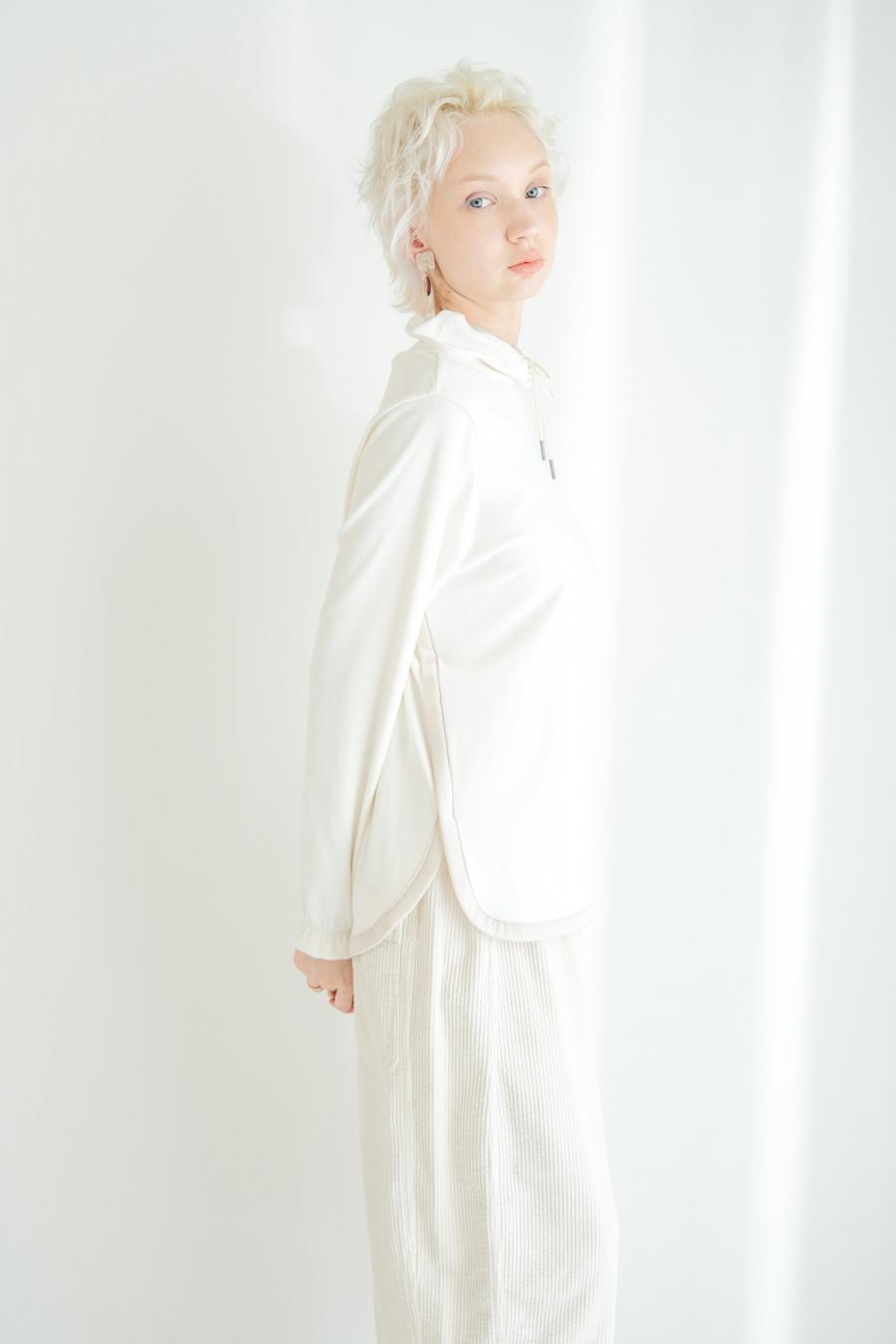 Drawstring Neck Round Hem Pullover