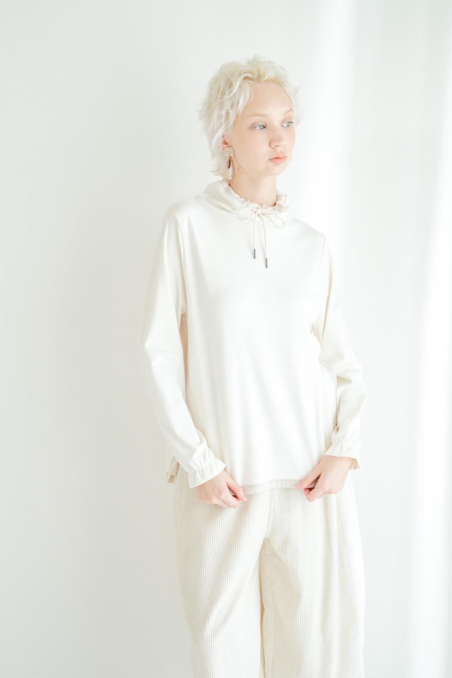 Drawstring Neck Round Hem Pullover