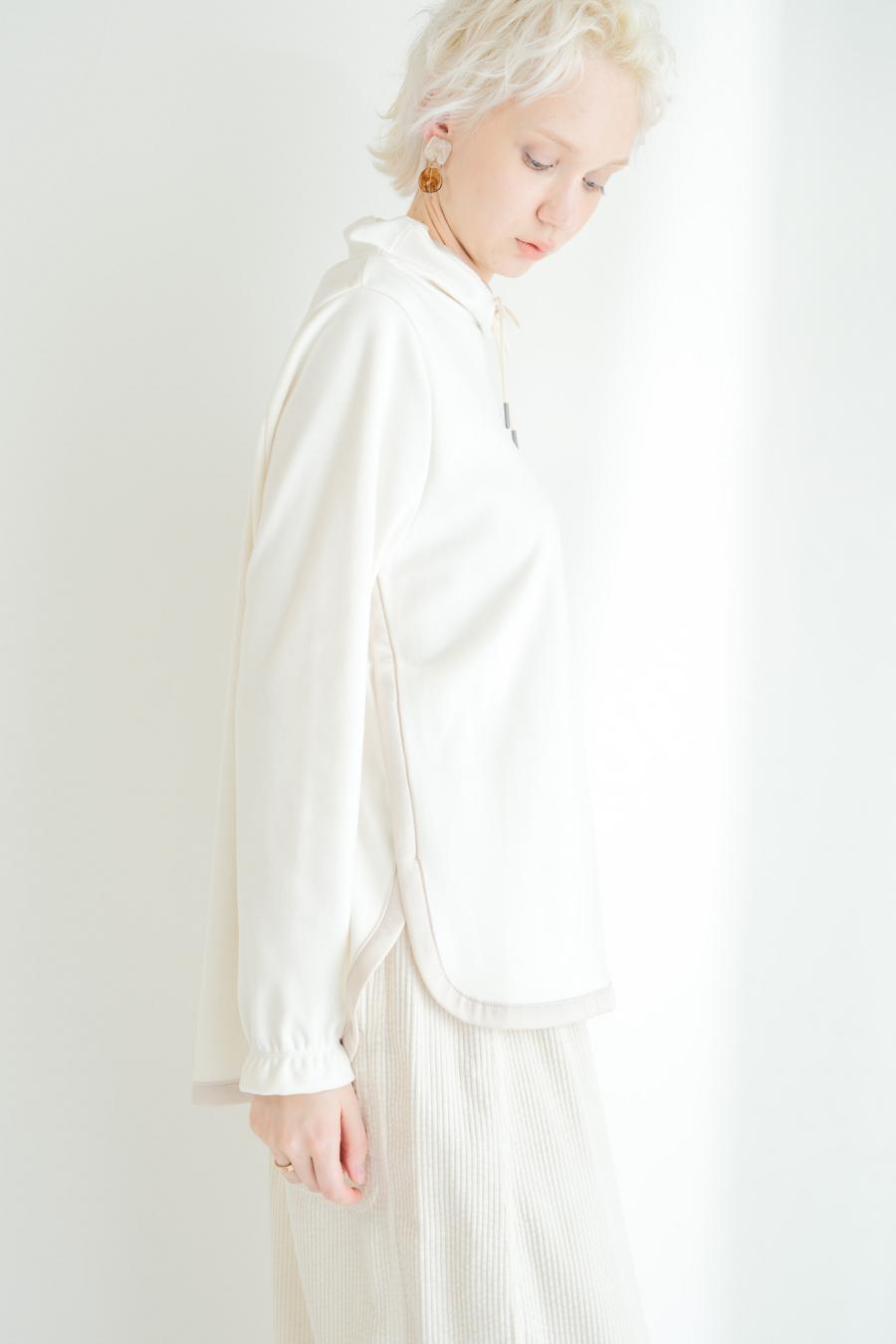 Drawstring Neck Round Hem Pullover