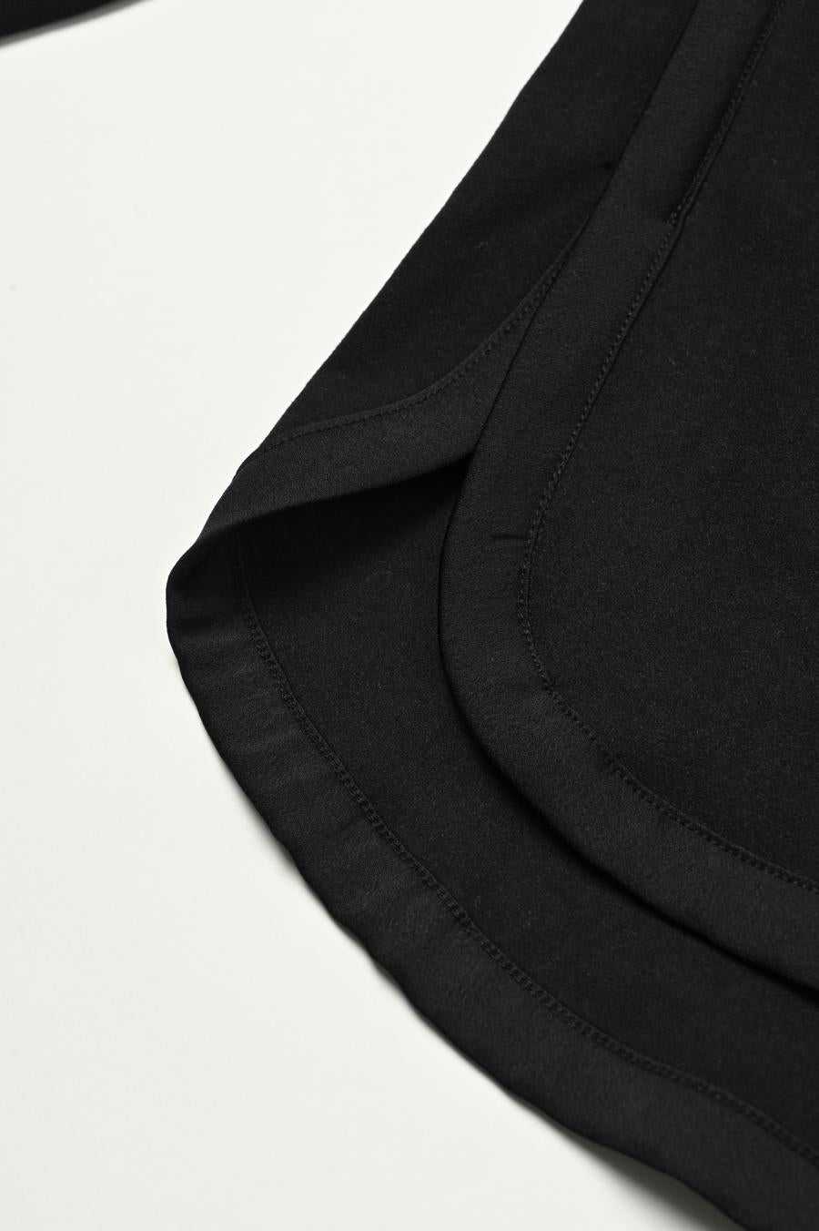 Drawstring Neck Round Hem Pullover