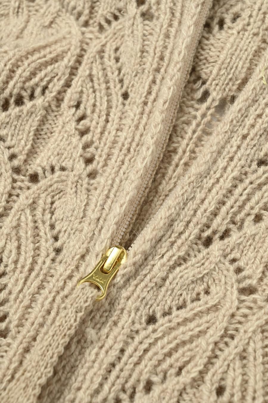 100% Wool Openwork Hooded Cardigan