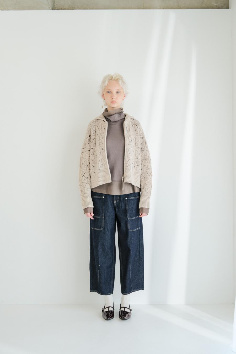 100% Wool Openwork Hooded Cardigan