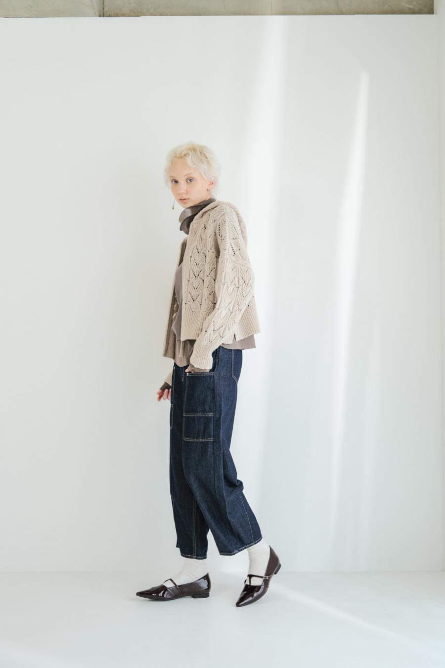 100% Wool Openwork Hooded Cardigan
