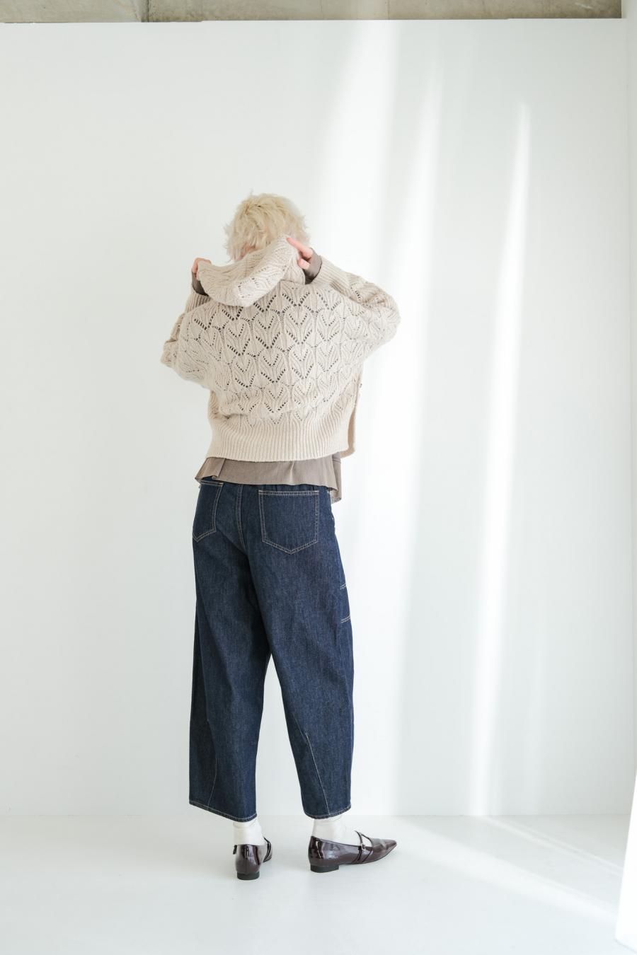 100% Wool Openwork Hooded Cardigan