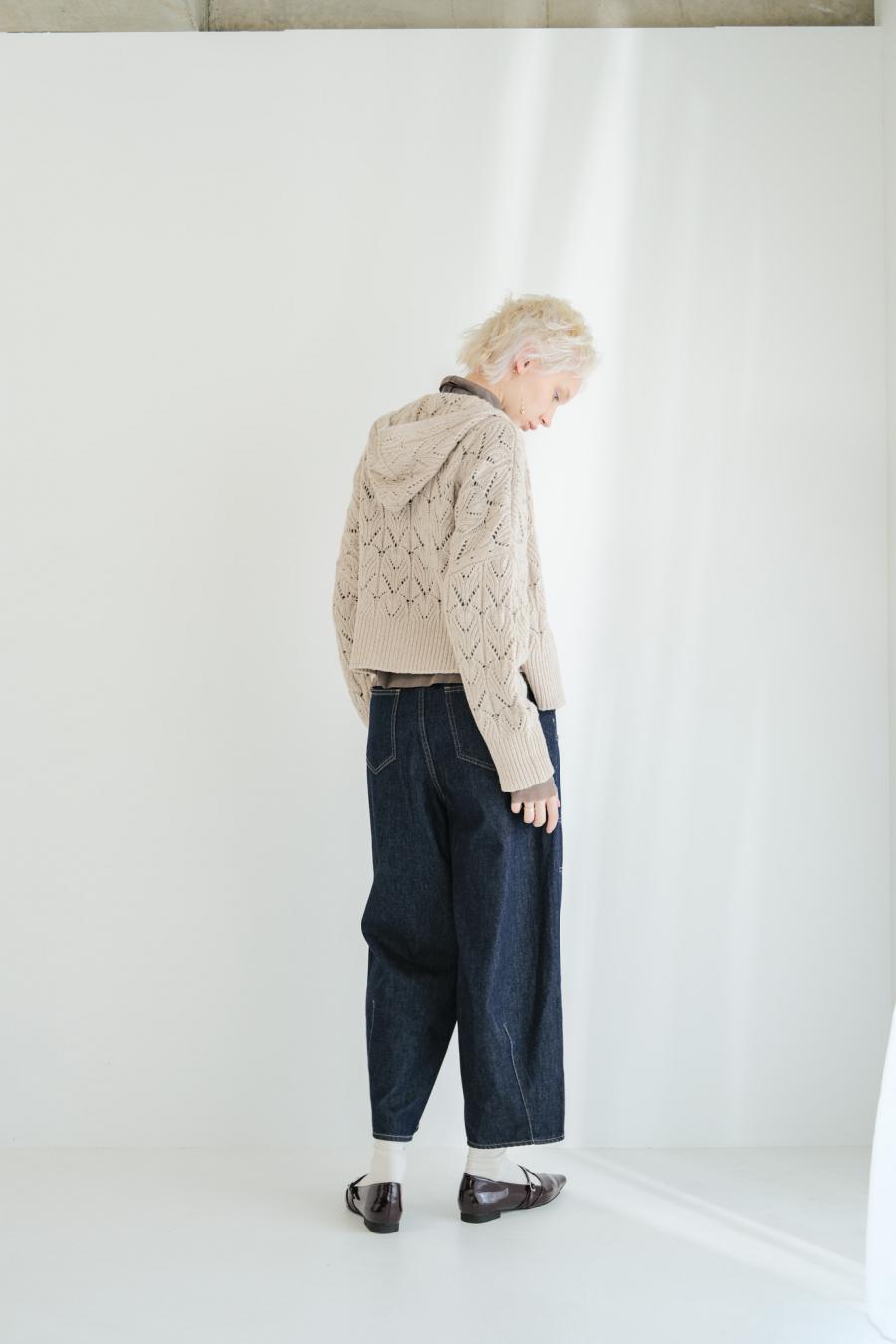100% Wool Openwork Hooded Cardigan