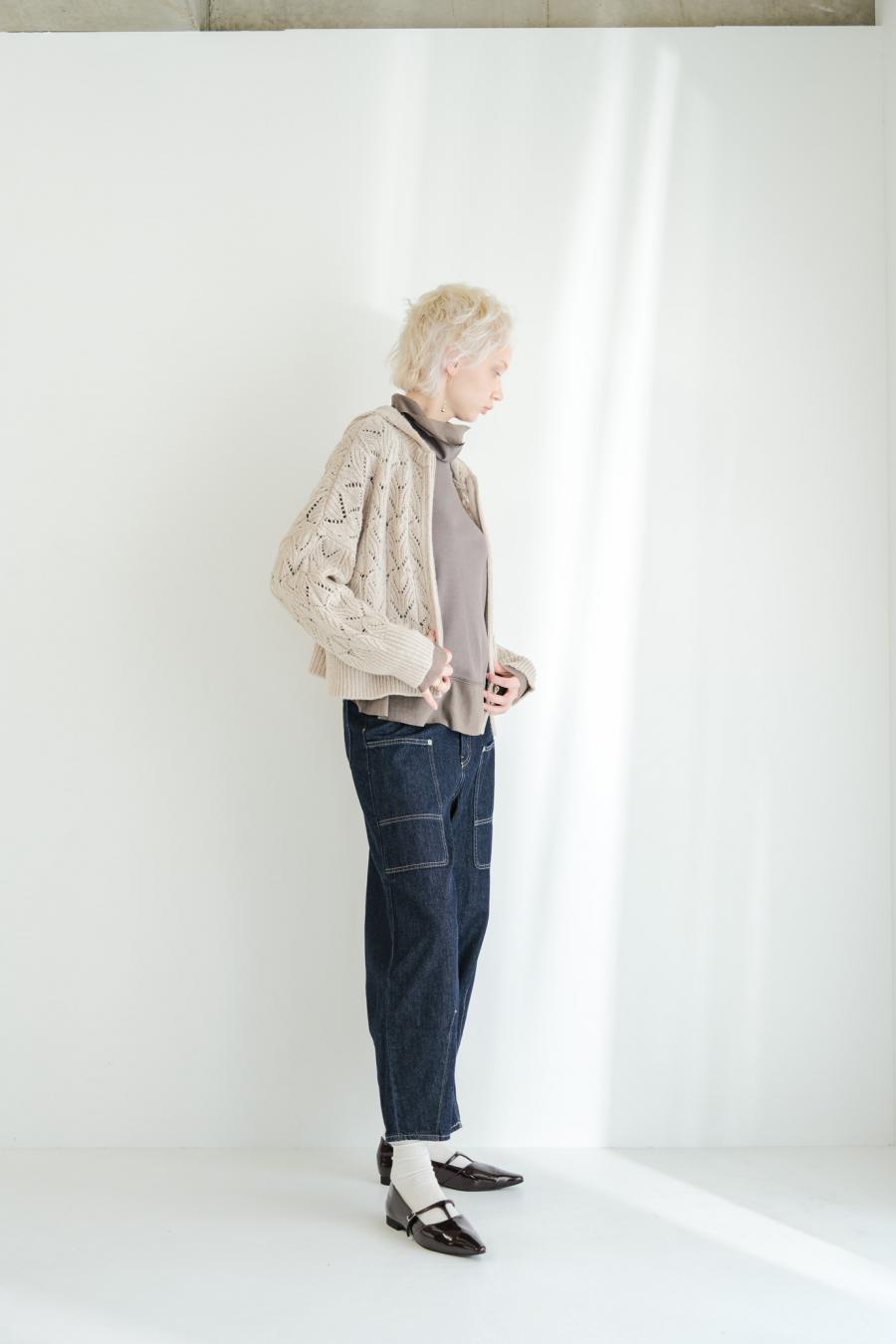 100% Wool Openwork Hooded Cardigan