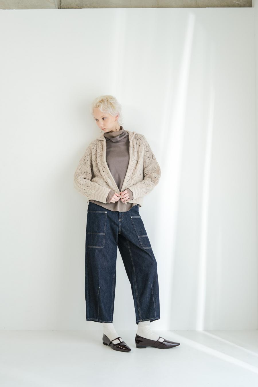 100% Wool Openwork Hooded Cardigan