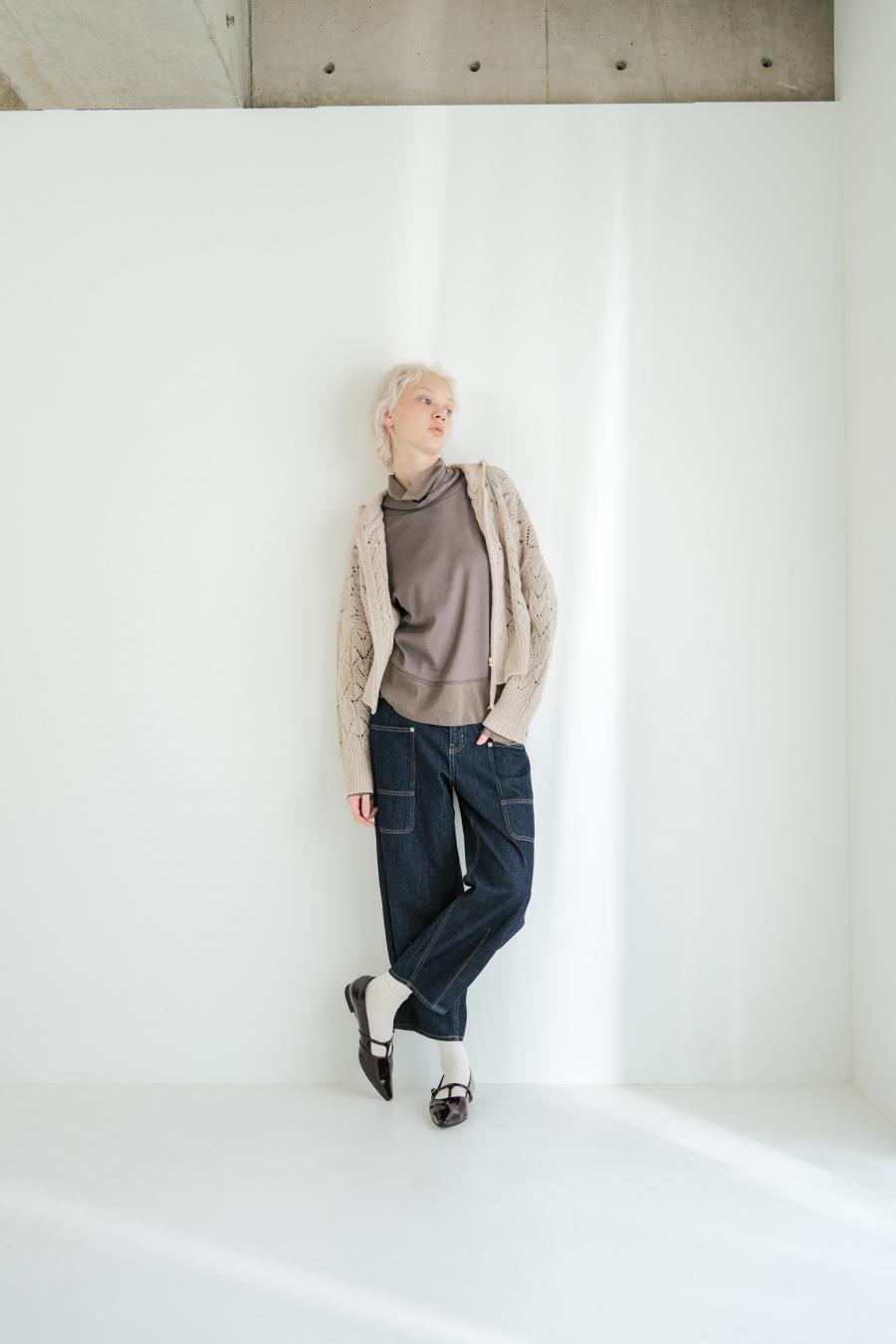 100% Wool Openwork Hooded Cardigan