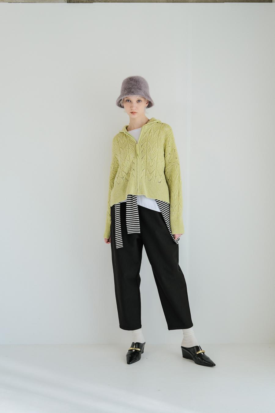 100% Wool Openwork Hooded Cardigan