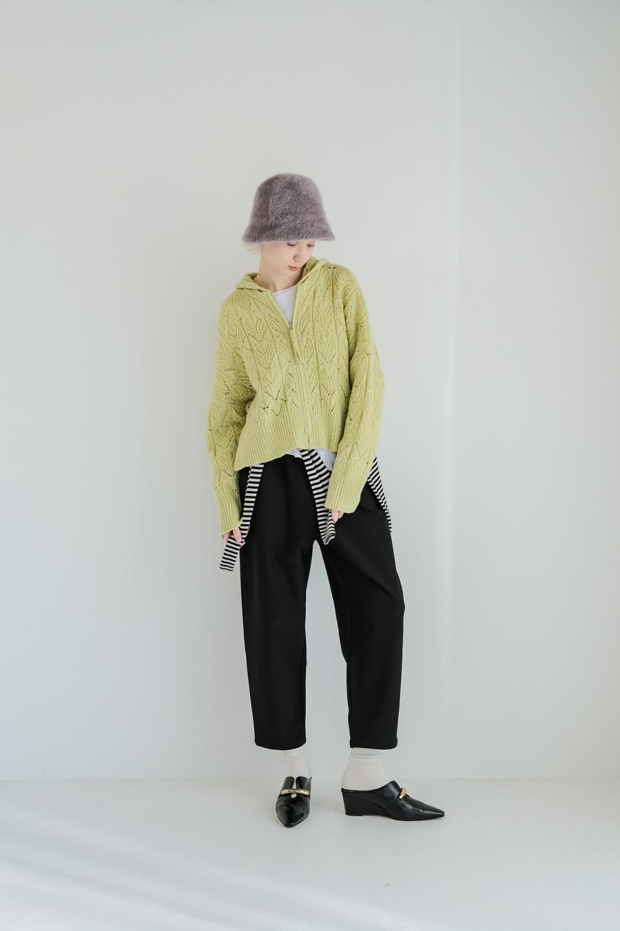 100% Wool Openwork Hooded Cardigan