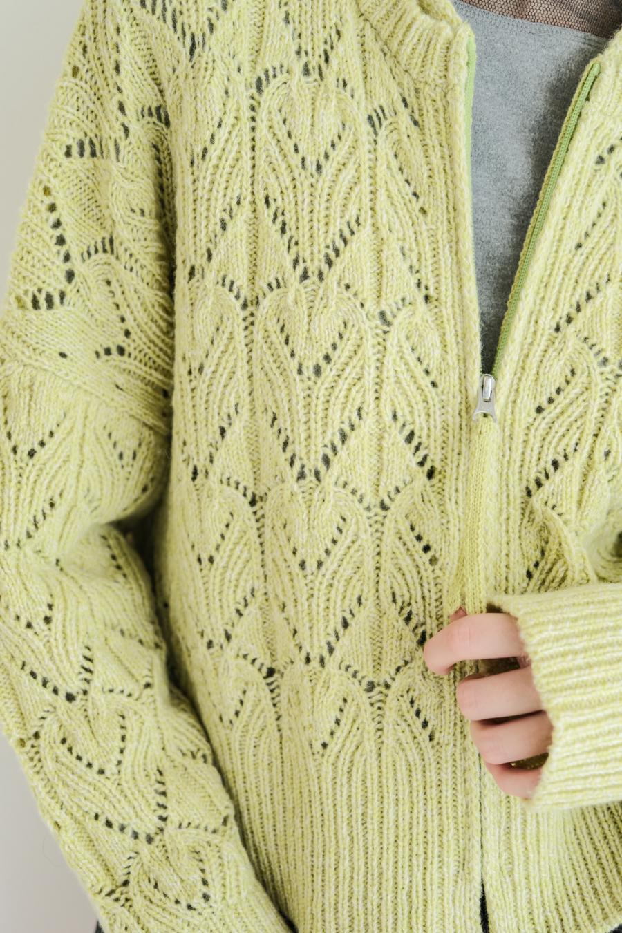 100% Wool Openwork Hooded Cardigan