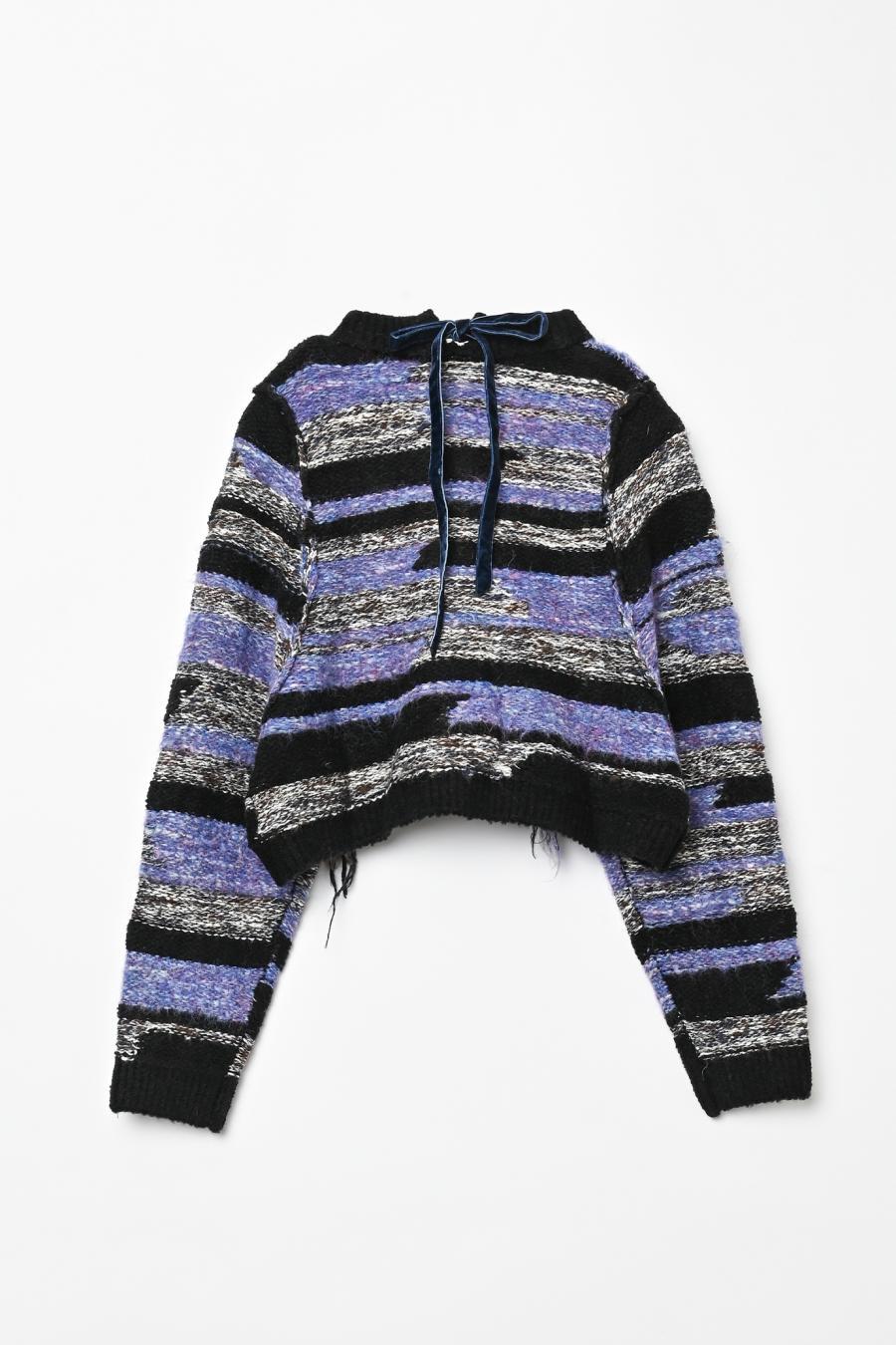 Mixed Yarn Tassel Cardigan