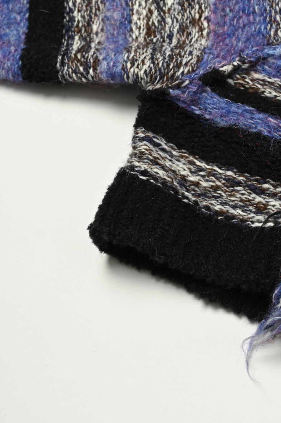 Mixed Yarn Tassel Cardigan