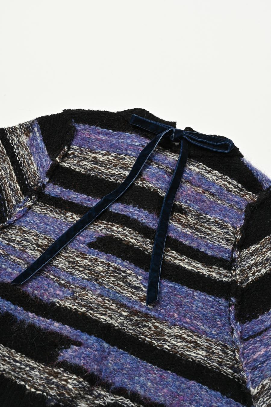 Mixed Yarn Tassel Cardigan