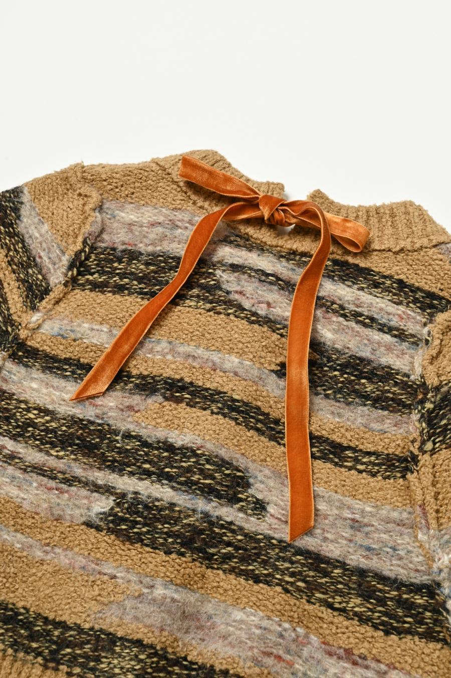 Mixed Yarn Tassel Cardigan