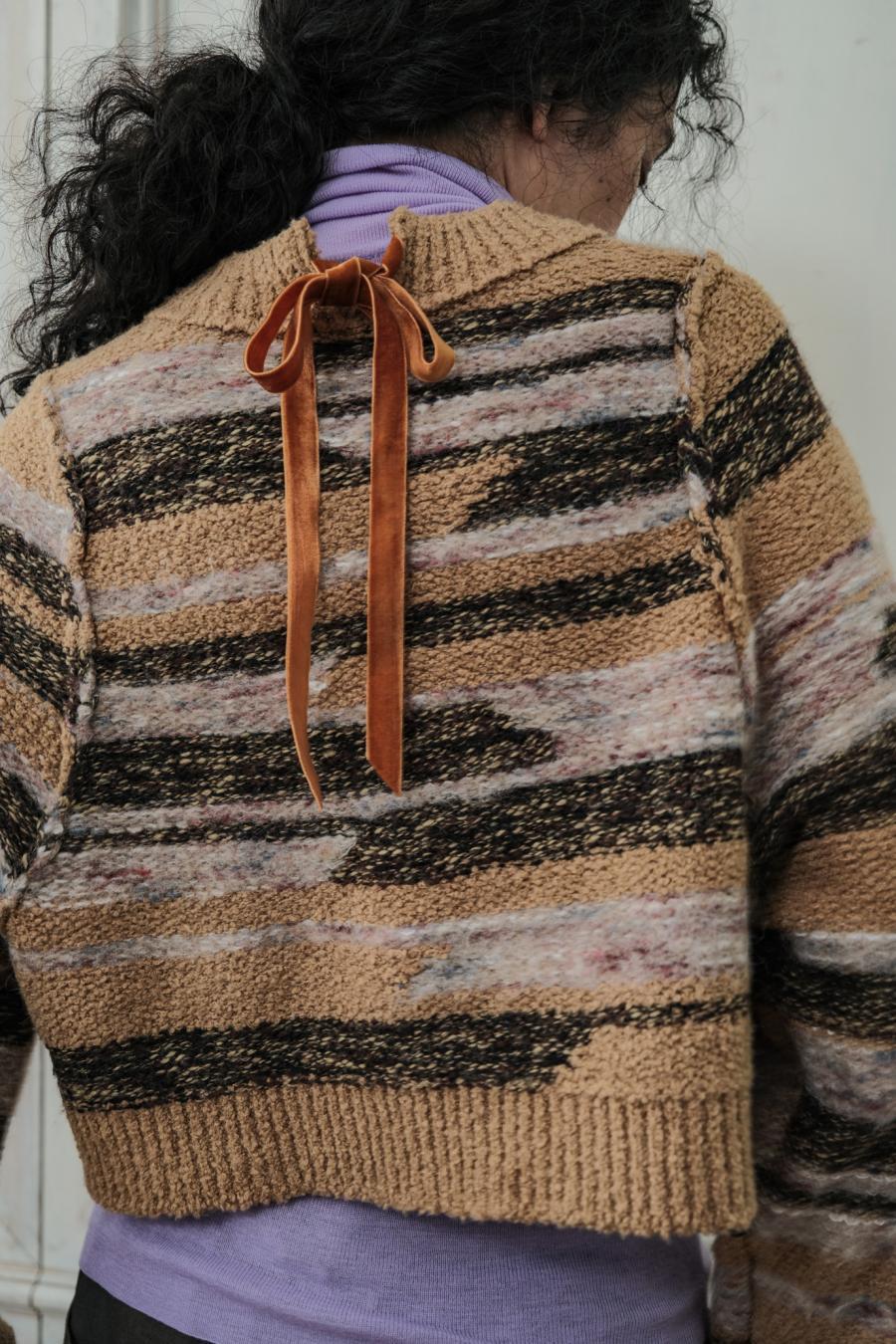 Mixed Yarn Tassel Cardigan