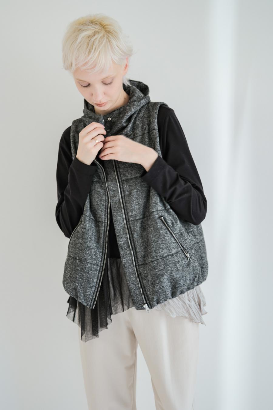 Padded Mini-Nepped Tweed Vest