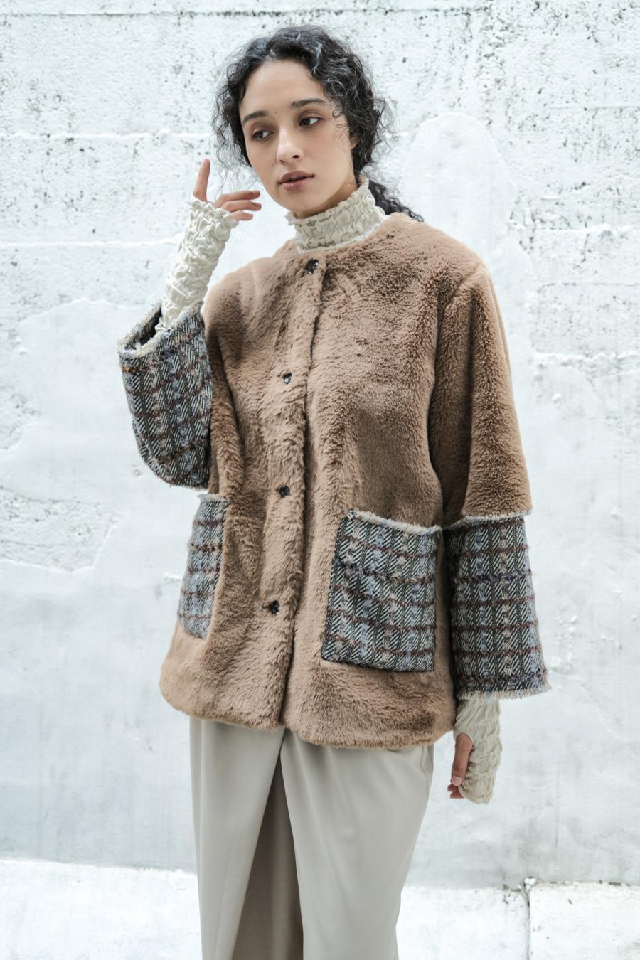 Faux Fur Paneled Jacket