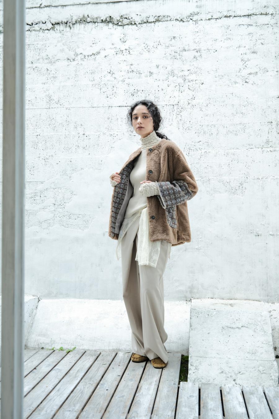 Faux Fur Paneled Jacket
