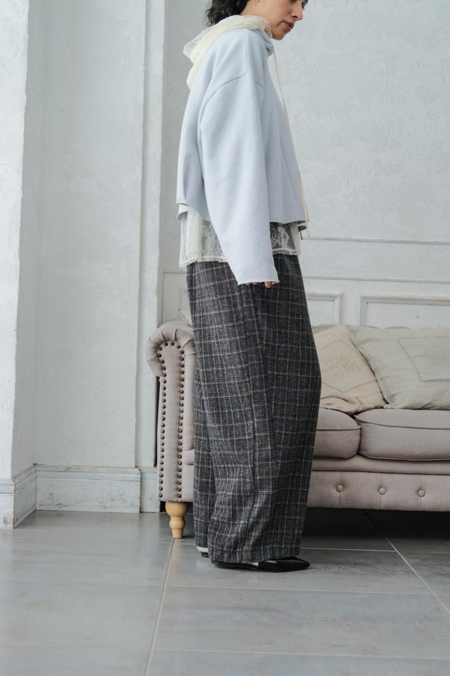 Checked Tweed Slide Pants