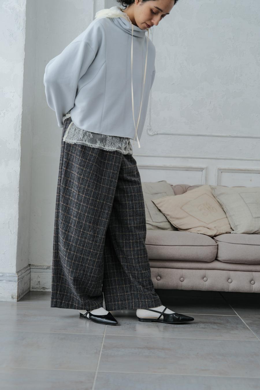Checked Tweed Slide Pants