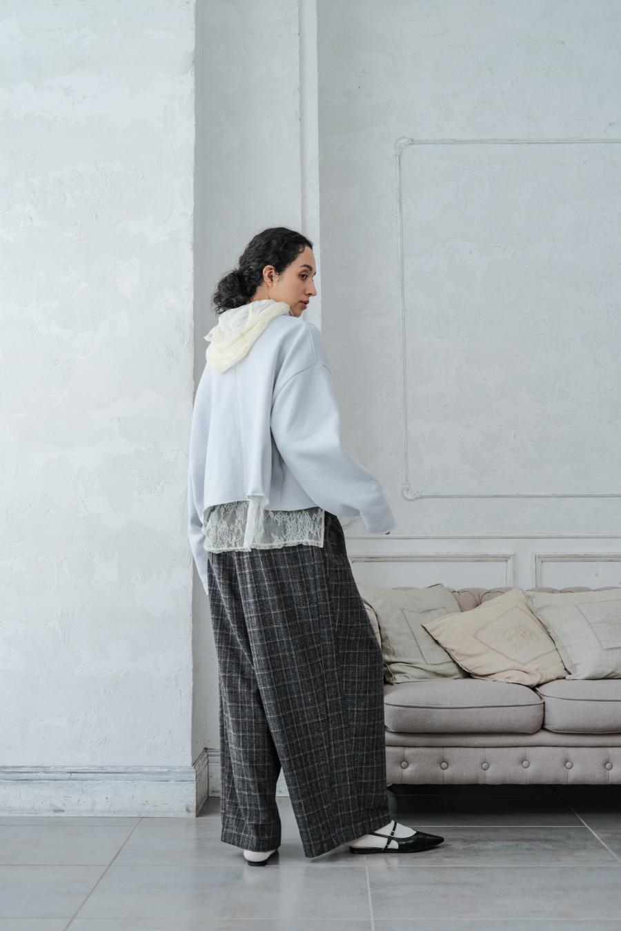 Checked Tweed Slide Pants