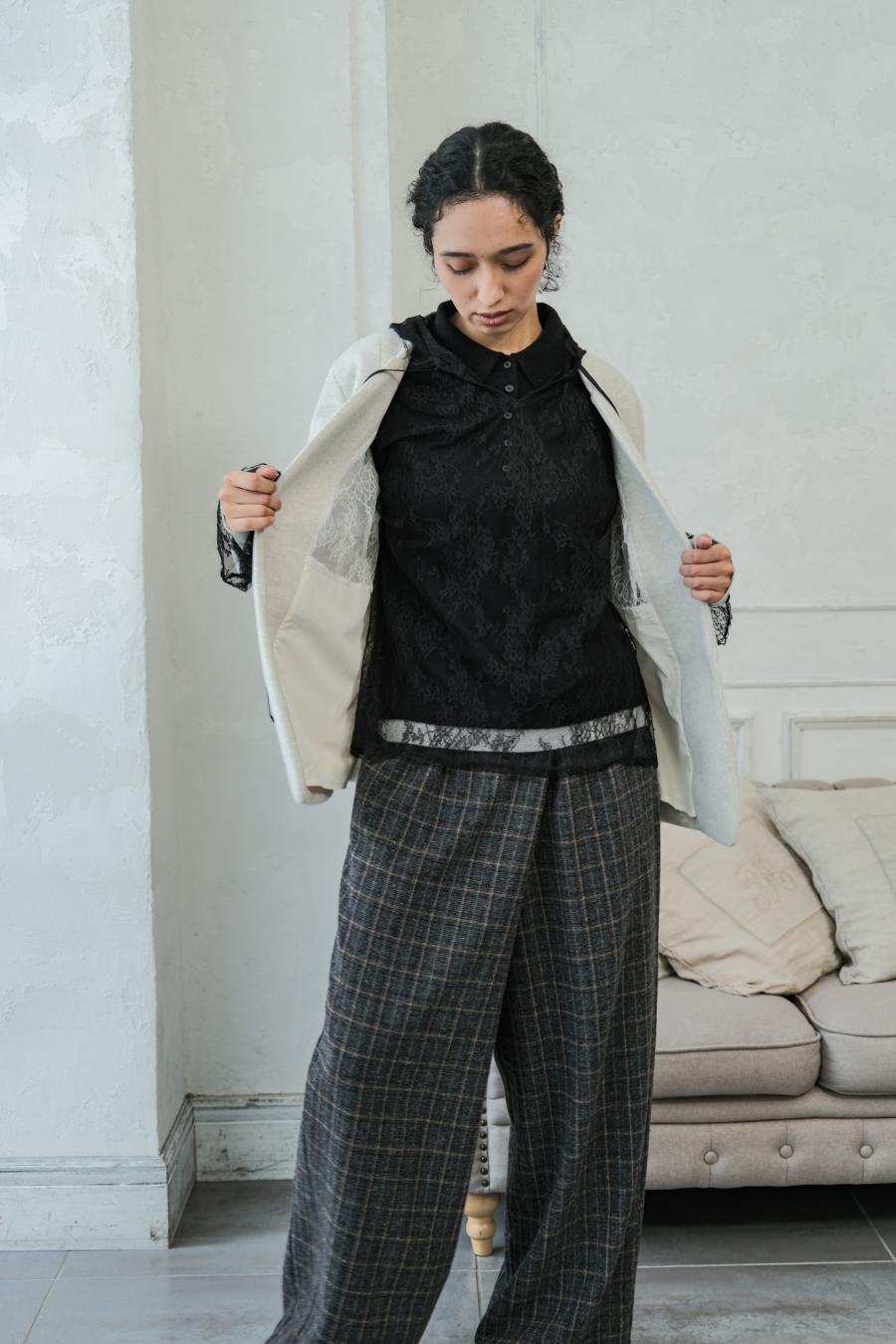 Checked Tweed Slide Pants