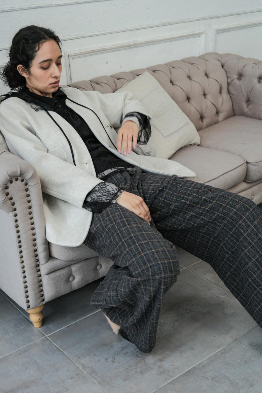 Checked Tweed Slide Pants