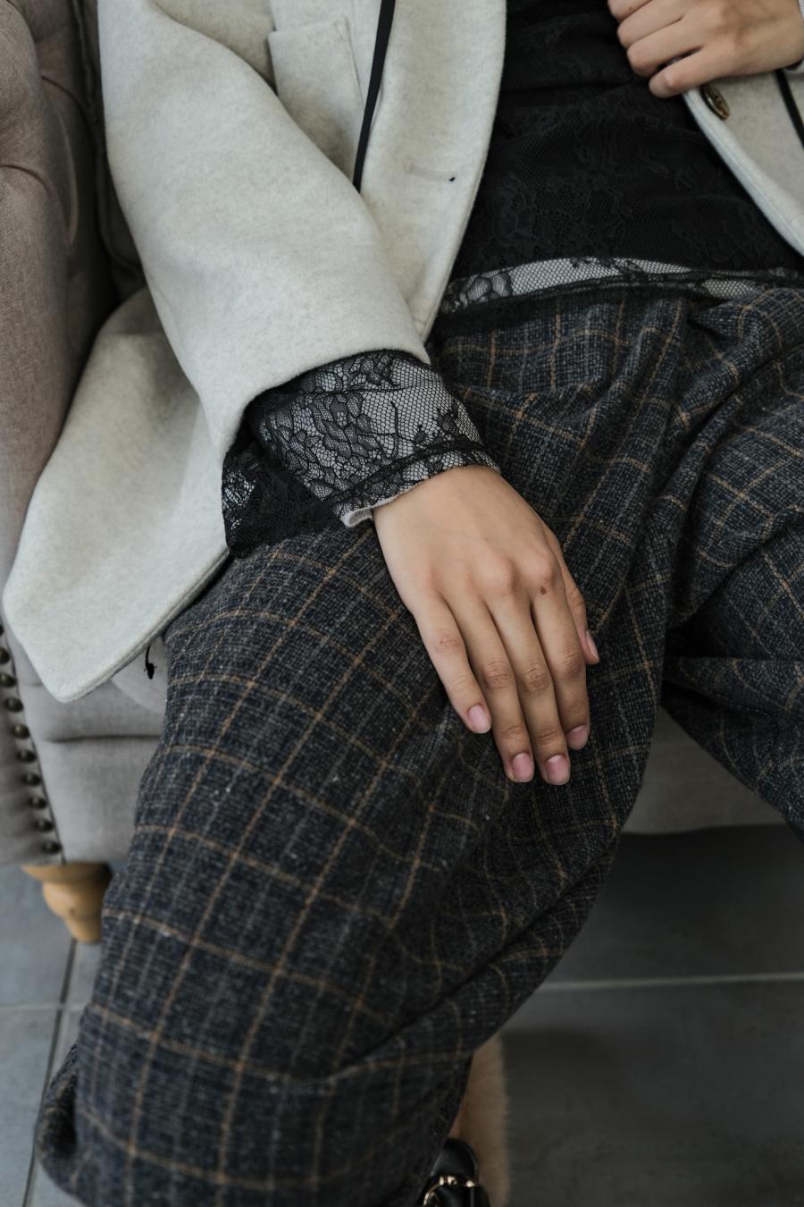 Checked Tweed Slide Pants