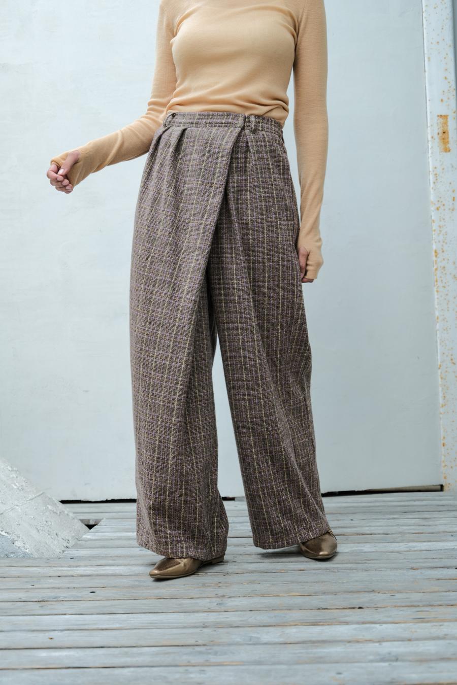 Checked Tweed Slide Pants