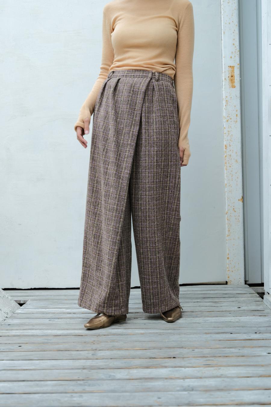 Checked Tweed Slide Pants