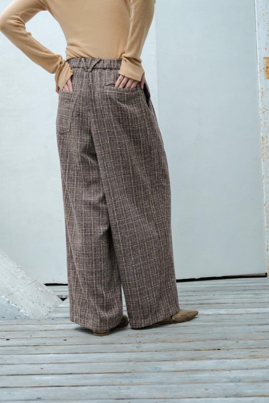 Checked Tweed Slide Pants