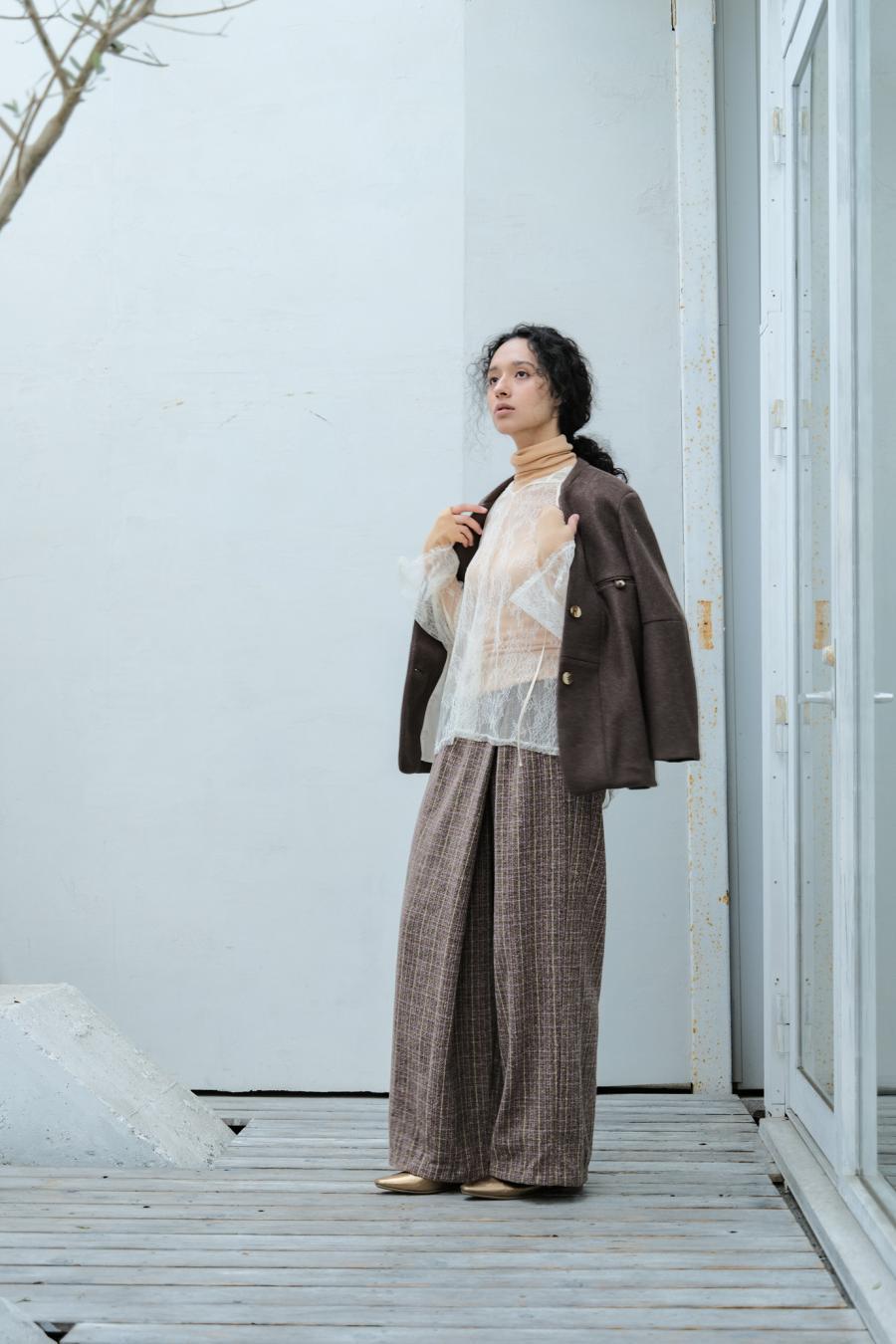 Checked Tweed Slide Pants
