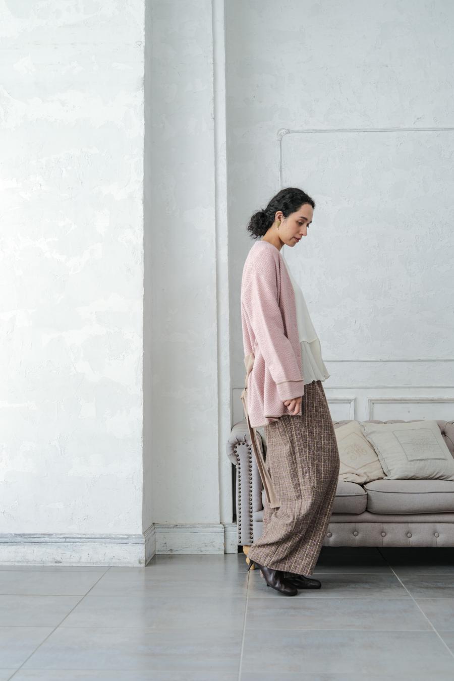 Checked Tweed Slide Pants